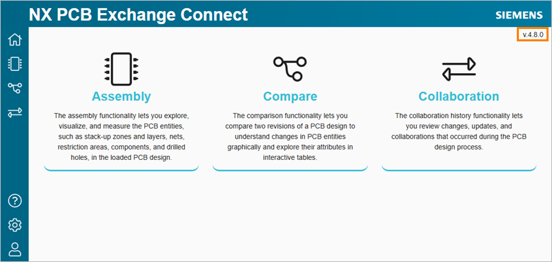 NX PCB Exchange Connect home page with web app version framed